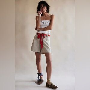 NWOT Free People Perfect Prep Trouser Shorts-Light Sand